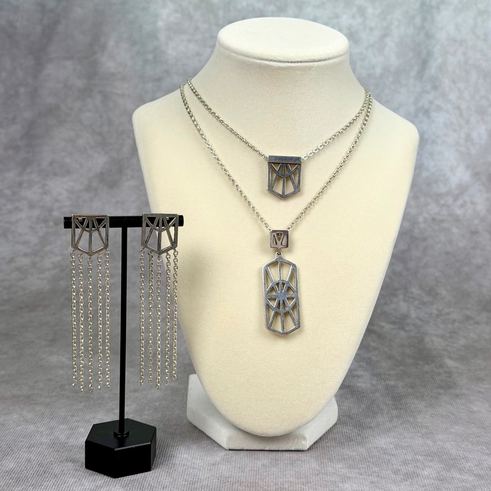Rare Mignon Faget Connection Collection Necklace Fringe Earring Set Sterling 925